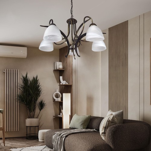 Люстра подвесная большая 5 плафонов дизайнерская S3151-5