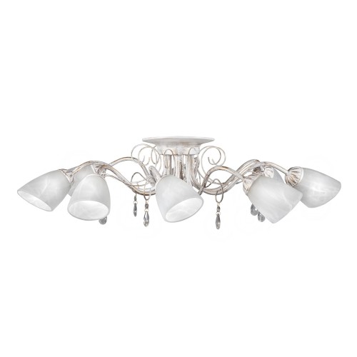 Люстра 8 плафонов большая белая с хрусталем S8050-8