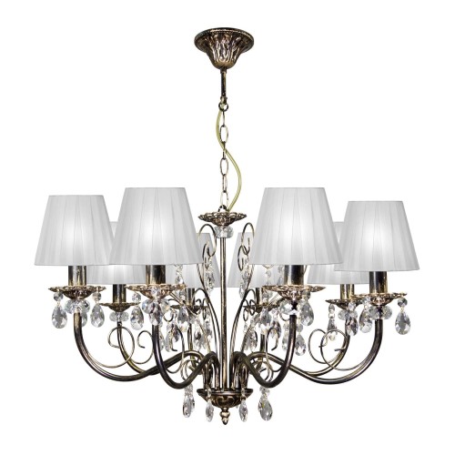 Люстра большая с хрусталь подвесная 8 ламп абажуры S1108-8