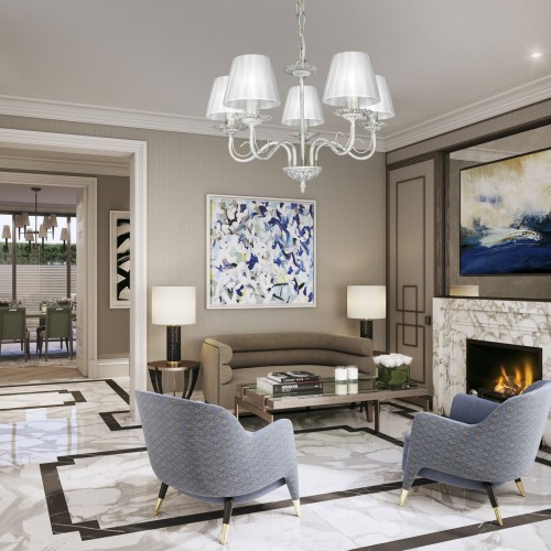 Люстра подвесная 5 ламп с абажурами S1158-5